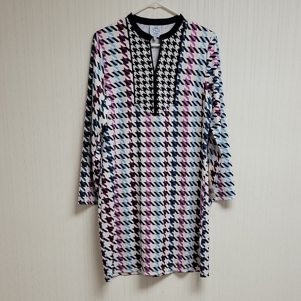 Tracy Negoshian Black & White Houndstooth Brenda Dress Medium New coastal grandm